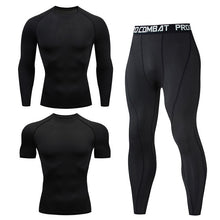 Load image into Gallery viewer, Men Tracksuit Sports Suit Gym Compression Clothing Fitness Running Set Jogging Sportwear Long Sleeves Shirts Sport Suit Rashgard