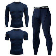 Load image into Gallery viewer, Men Tracksuit Sports Suit Gym Compression Clothing Fitness Running Set Jogging Sportwear Long Sleeves Shirts Sport Suit Rashgard