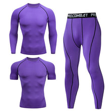 Load image into Gallery viewer, Men Tracksuit Sports Suit Gym Compression Clothing Fitness Running Set Jogging Sportwear Long Sleeves Shirts Sport Suit Rashgard