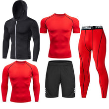 Load image into Gallery viewer, Men Tracksuit Sports Suit Gym Compression Clothing Fitness Running Set Jogging Sportwear Long Sleeves Shirts Sport Suit Rashgard
