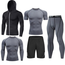 Load image into Gallery viewer, Men Tracksuit Sports Suit Gym Compression Clothing Fitness Running Set Jogging Sportwear Long Sleeves Shirts Sport Suit Rashgard