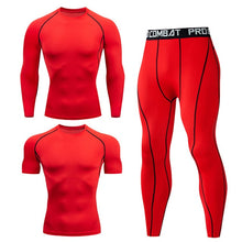 Load image into Gallery viewer, Men Tracksuit Sports Suit Gym Compression Clothing Fitness Running Set Jogging Sportwear Long Sleeves Shirts Sport Suit Rashgard
