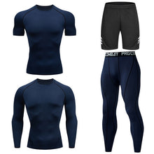 Load image into Gallery viewer, Men Tracksuit Sports Suit Gym Compression Clothing Fitness Running Set Jogging Sportwear Long Sleeves Shirts Sport Suit Rashgard
