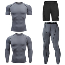 Load image into Gallery viewer, Men Tracksuit Sports Suit Gym Compression Clothing Fitness Running Set Jogging Sportwear Long Sleeves Shirts Sport Suit Rashgard
