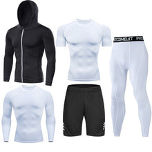 Load image into Gallery viewer, Men Tracksuit Sports Suit Gym Compression Clothing Fitness Running Set Jogging Sportwear Long Sleeves Shirts Sport Suit Rashgard
