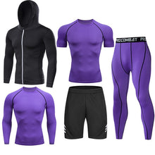Load image into Gallery viewer, Men Tracksuit Sports Suit Gym Compression Clothing Fitness Running Set Jogging Sportwear Long Sleeves Shirts Sport Suit Rashgard
