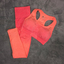 Load image into Gallery viewer, Sport Outfit For Women Gym Yoga Set Fitness Clothing Ombre Seamless Sport Leggings+Sports Bra 2 Piece Running Sport Wear
