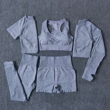 Load image into Gallery viewer, 2/3/5PCS Seamless Women Yoga Set Workout Sportswear Gym Clothing Fitness Long Sleeve Crop Top High Waist Leggings Sports Suits
