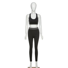 Load image into Gallery viewer, Women's seamless Spliced waist sports bra set  fitness clothing for women padded leggings fitness suit sport set gym suit women
