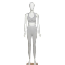 Load image into Gallery viewer, Women's seamless Spliced waist sports bra set  fitness clothing for women padded leggings fitness suit sport set gym suit women
