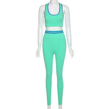 Load image into Gallery viewer, Women's seamless Spliced waist sports bra set  fitness clothing for women padded leggings fitness suit sport set gym suit women
